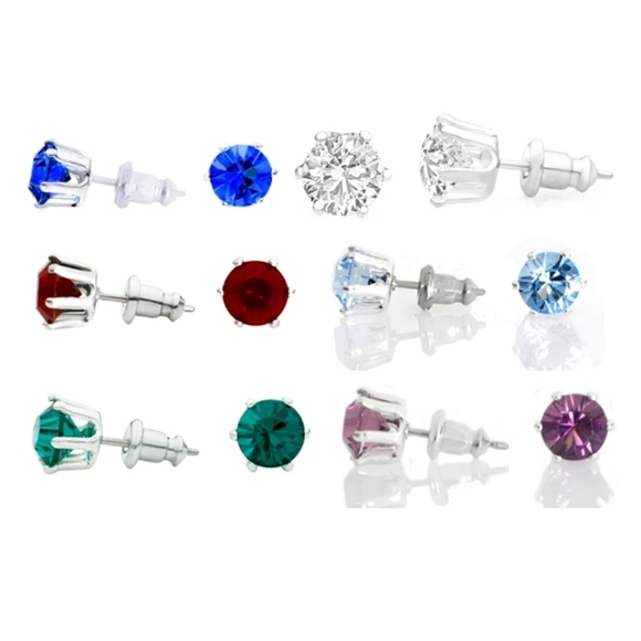 ♠️♠️+ Swarovski® Diamonds Solitaire Stud Earrings Sterling Silver Overlay - Picture 3 of 10